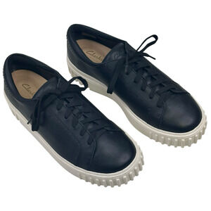 Clarks Mayhill Walk Platform Walking Shoe Black Leather Womens 9.5M New $120